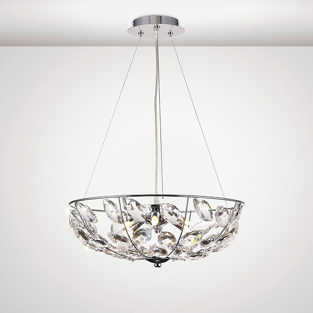Galilea 45cm 6 Light Crystal Suspension Light - Polished Chrome