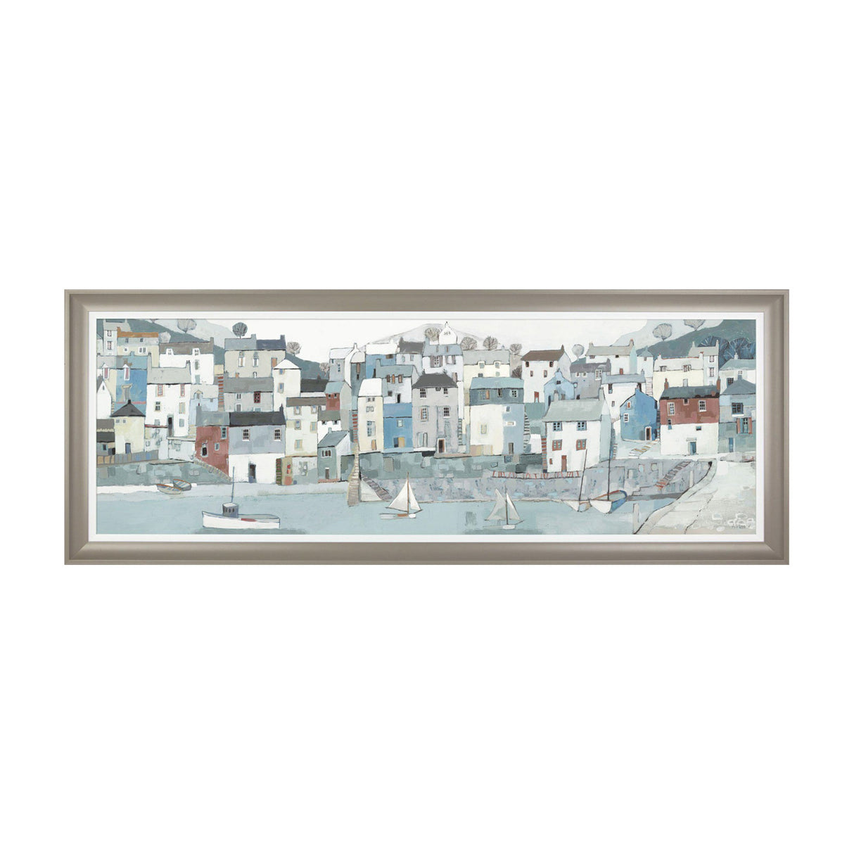 Shoreline Harbour Framed Wall Art – Blue