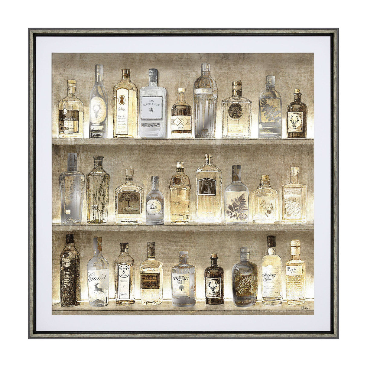 The Connoisseur Framed Gin Bottle Print – Gold