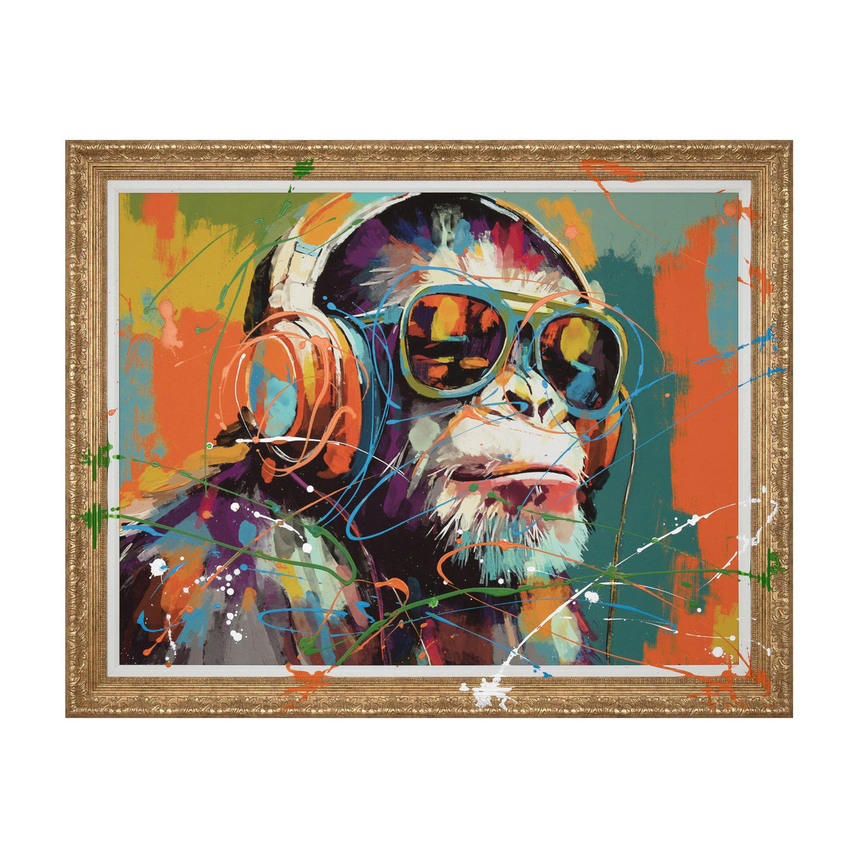 Chillin' Chimp Framed Canvas Wall Art – Multicoloured