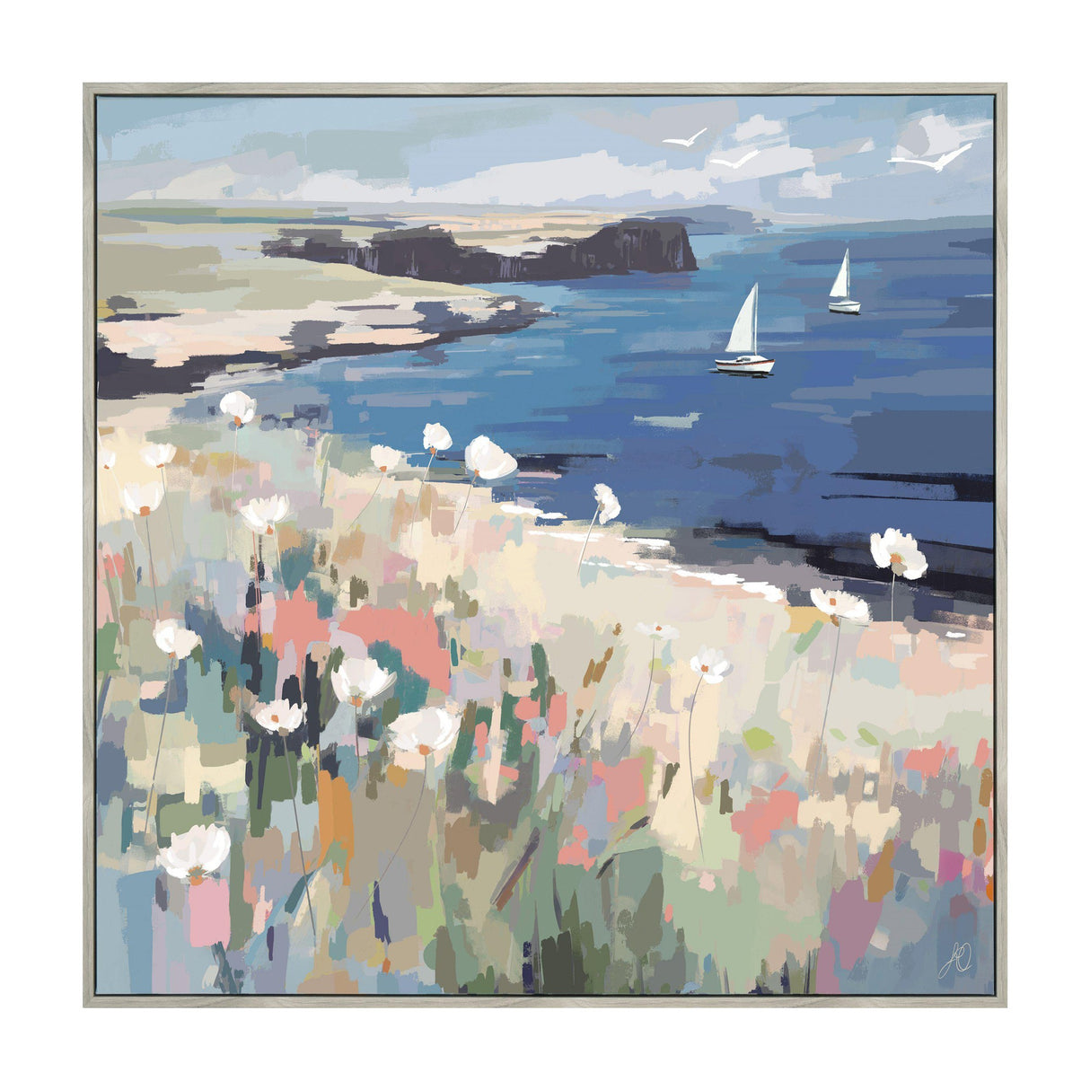 On the Breeze Framed Canvas – Blue