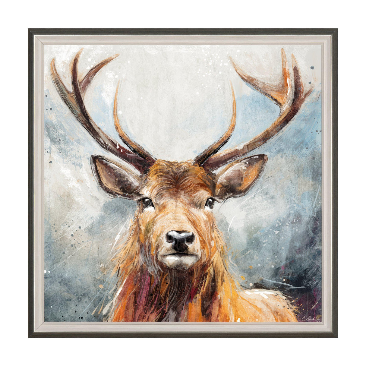 Looking On Framed Stag Wall Art – Amber