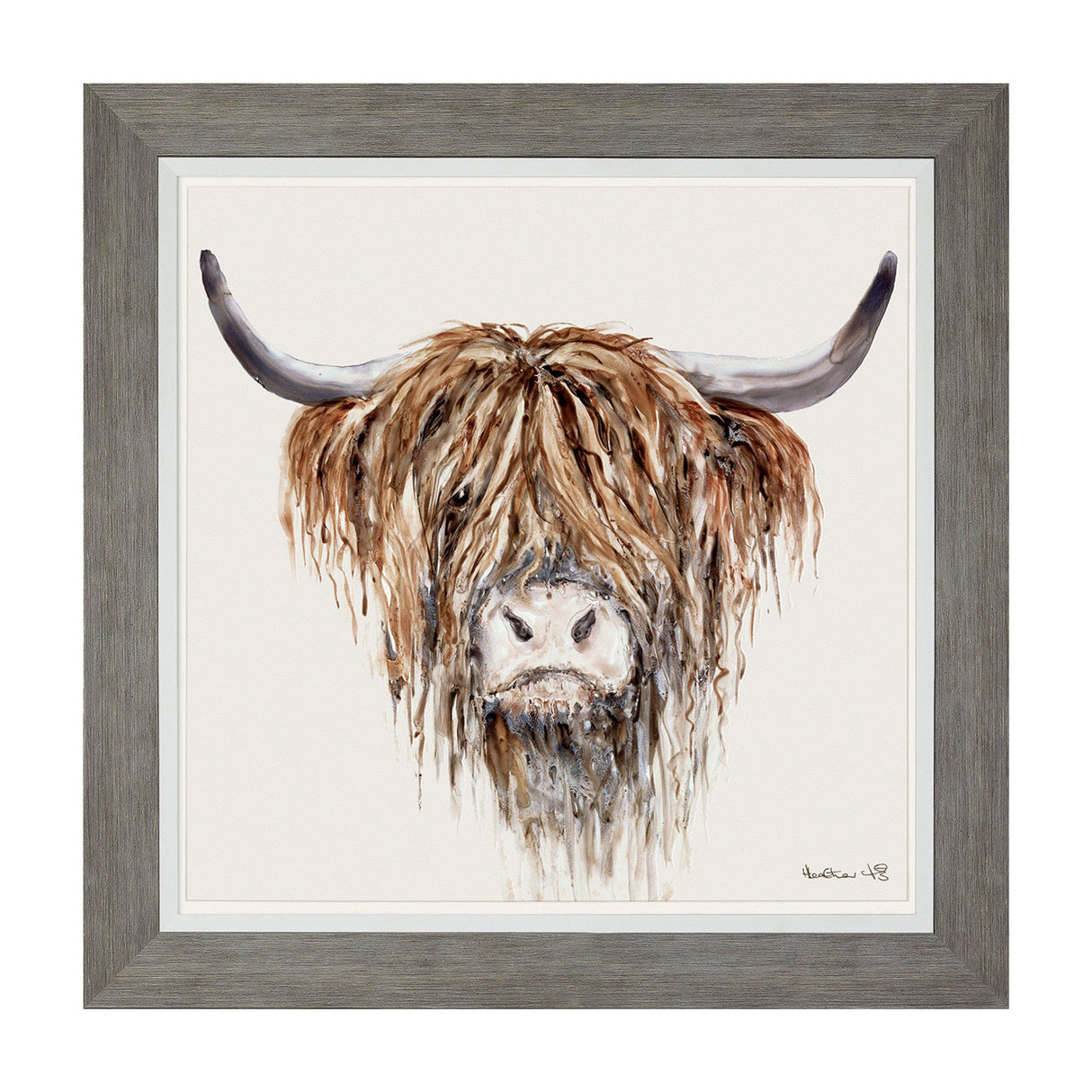 Freddie Highland Cow Framed Canvas – Brown