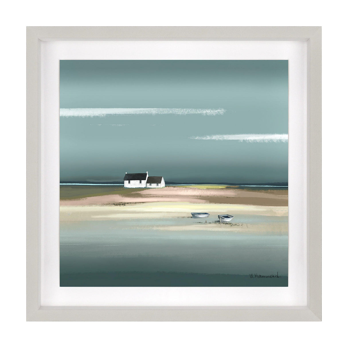 Coastal Cottages Framed Wall Art – Teal