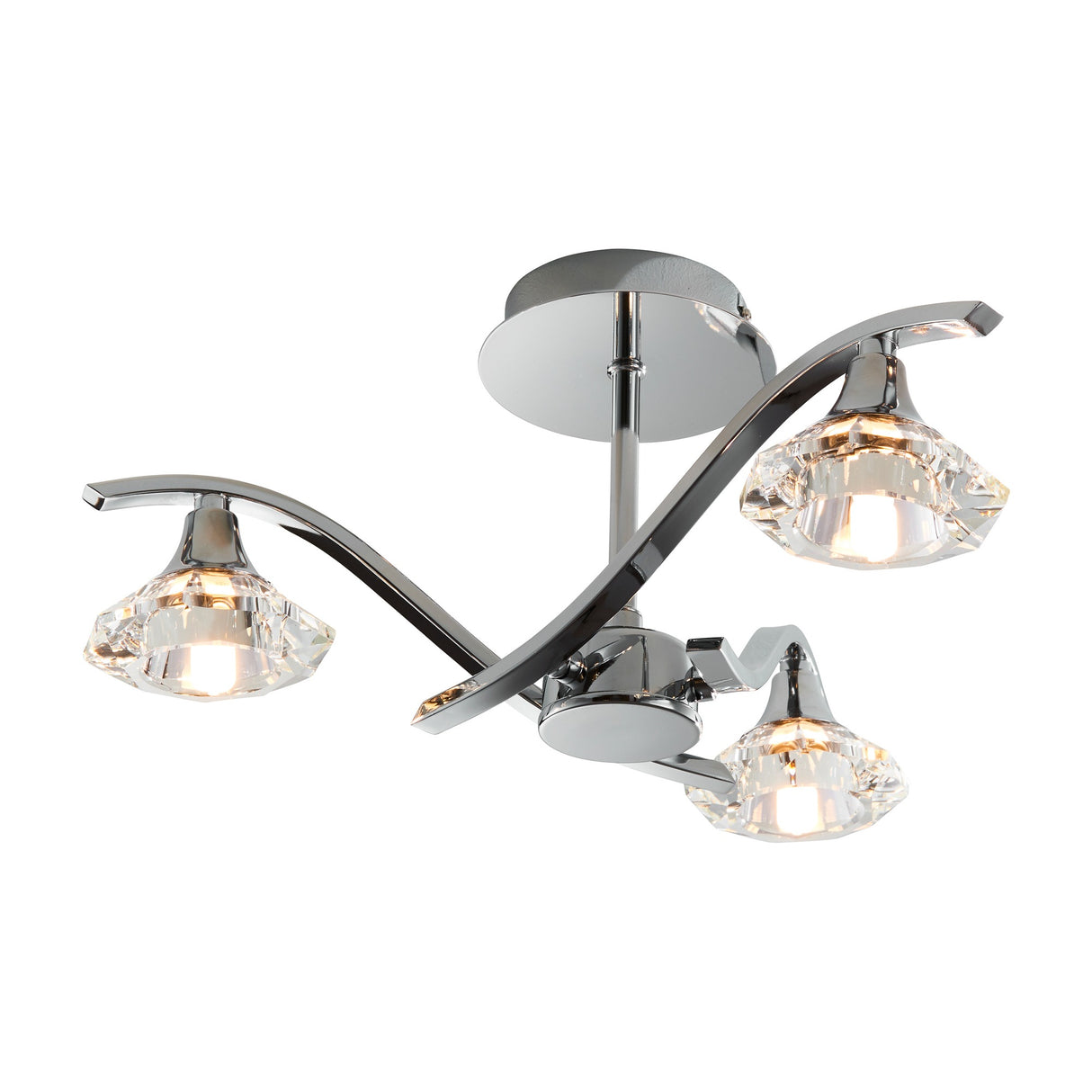 Langella Crystal Glass 3 Light Ceiling Lamp – Chrome