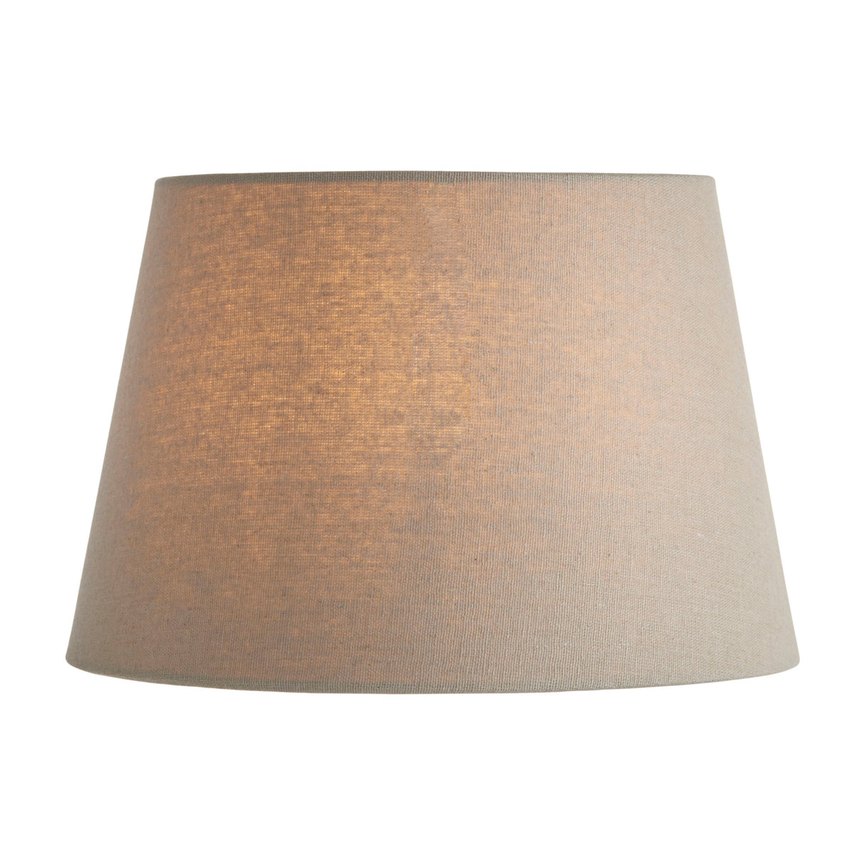 Gallery Direct Cirvenne tapered woven fabric lamp shade in soft grey with a drum-into-cone shape, shown on a plain white background.