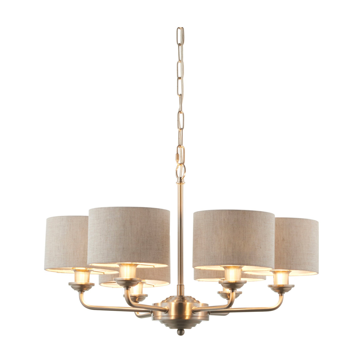 Highclere 6 Light Ceiling Pendant with Fabric Shades