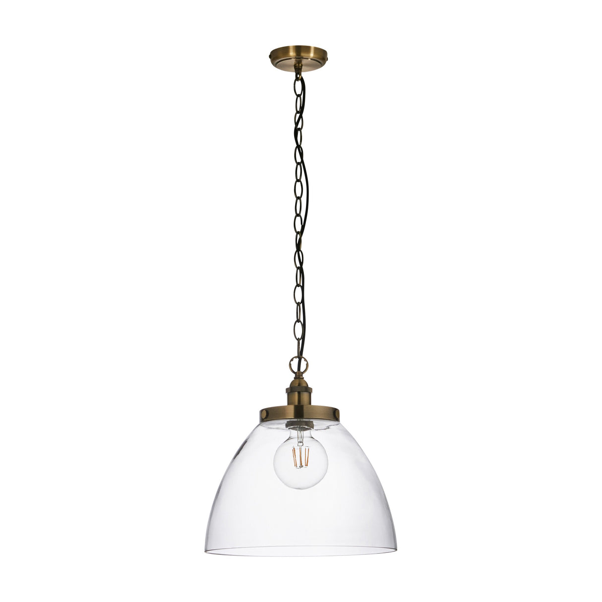 Hansen Grand Glass Pendant Light 1 Light – Antique Brass