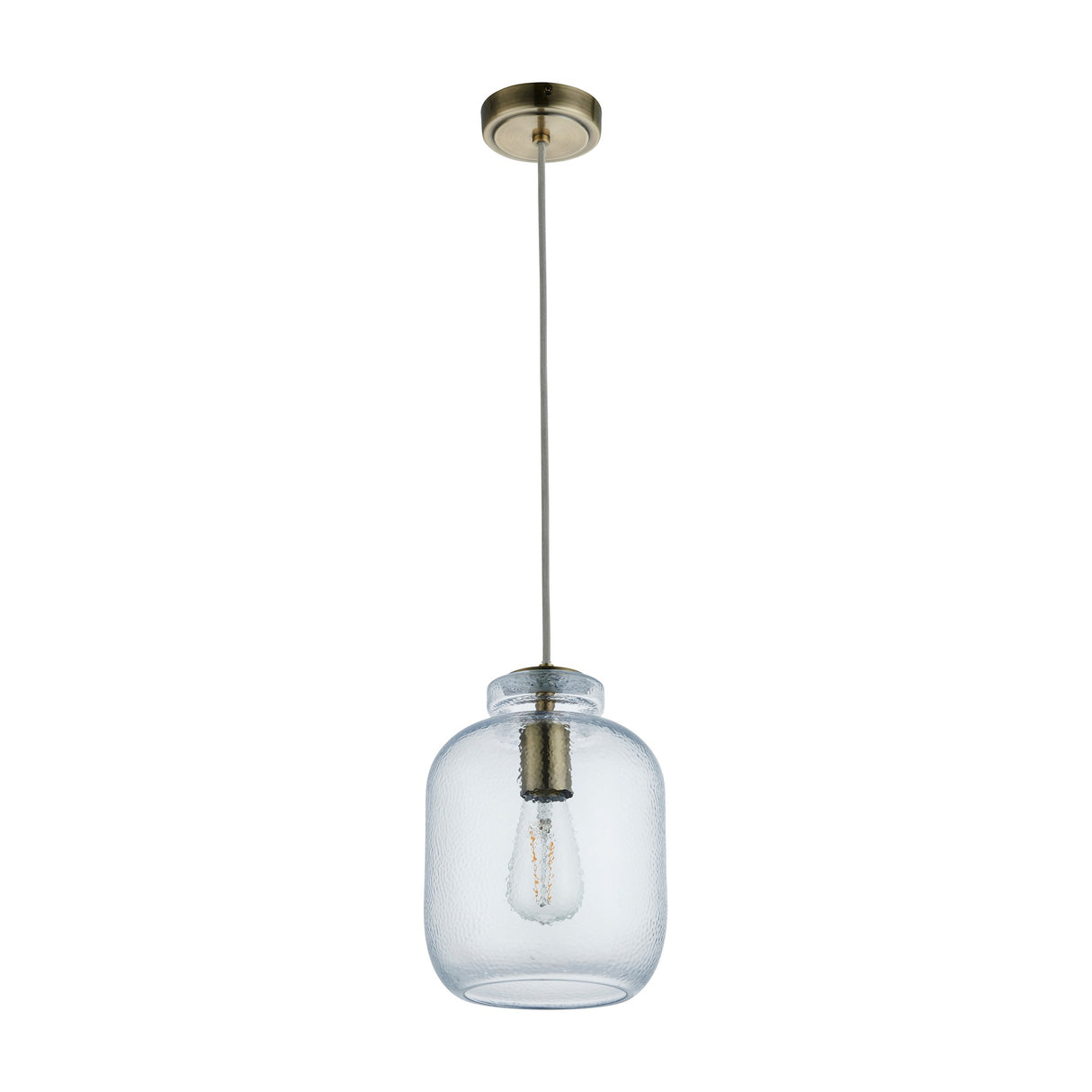 Lyra Glass Pendant Light 1 Light – Antique Brass