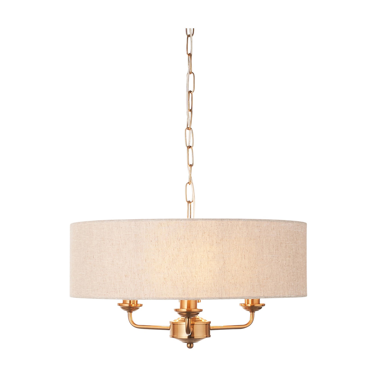 Highclere 3 Light Pendant with Linen Shade – Natural
