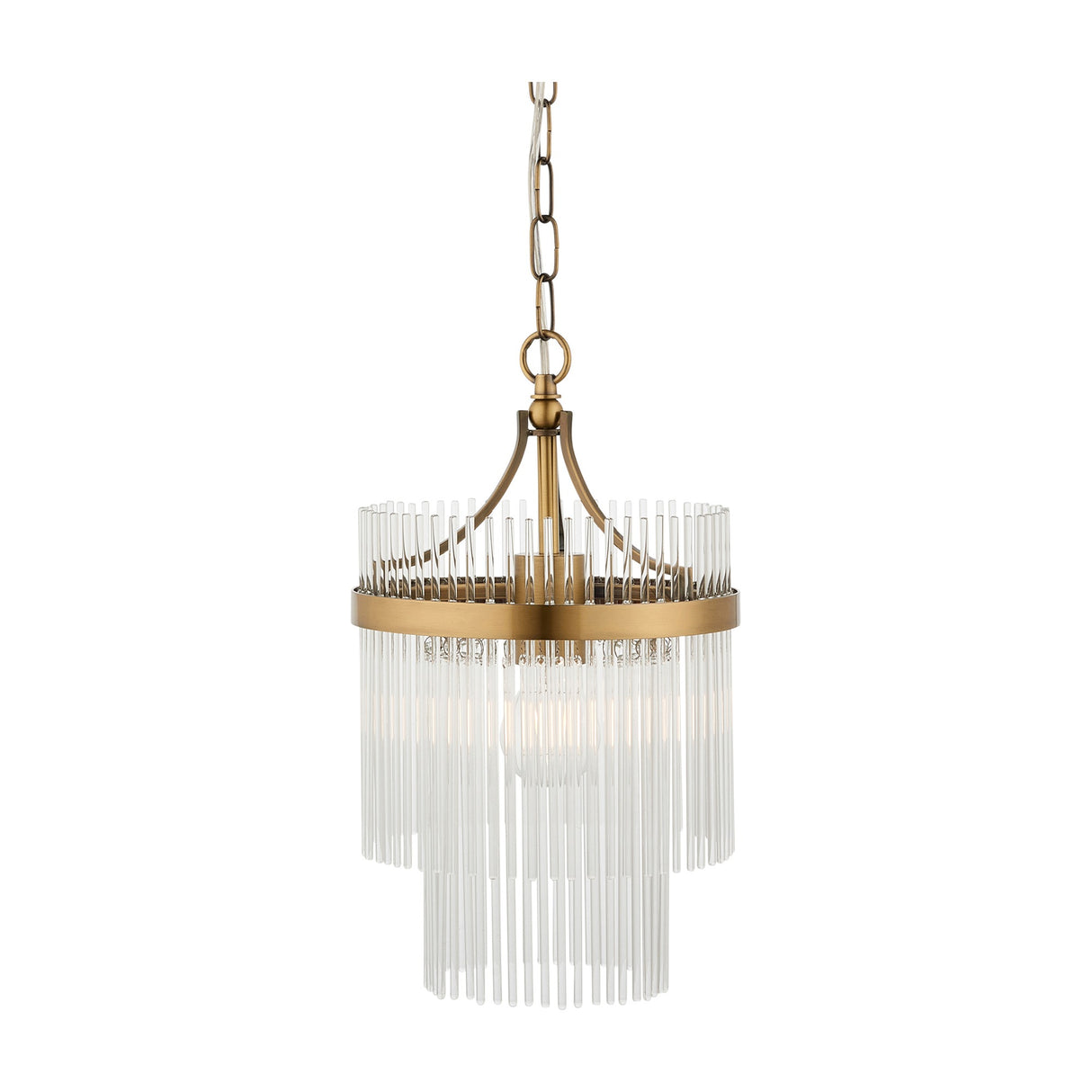 Marietta Glass Rod Pendant Light – Antique Brass