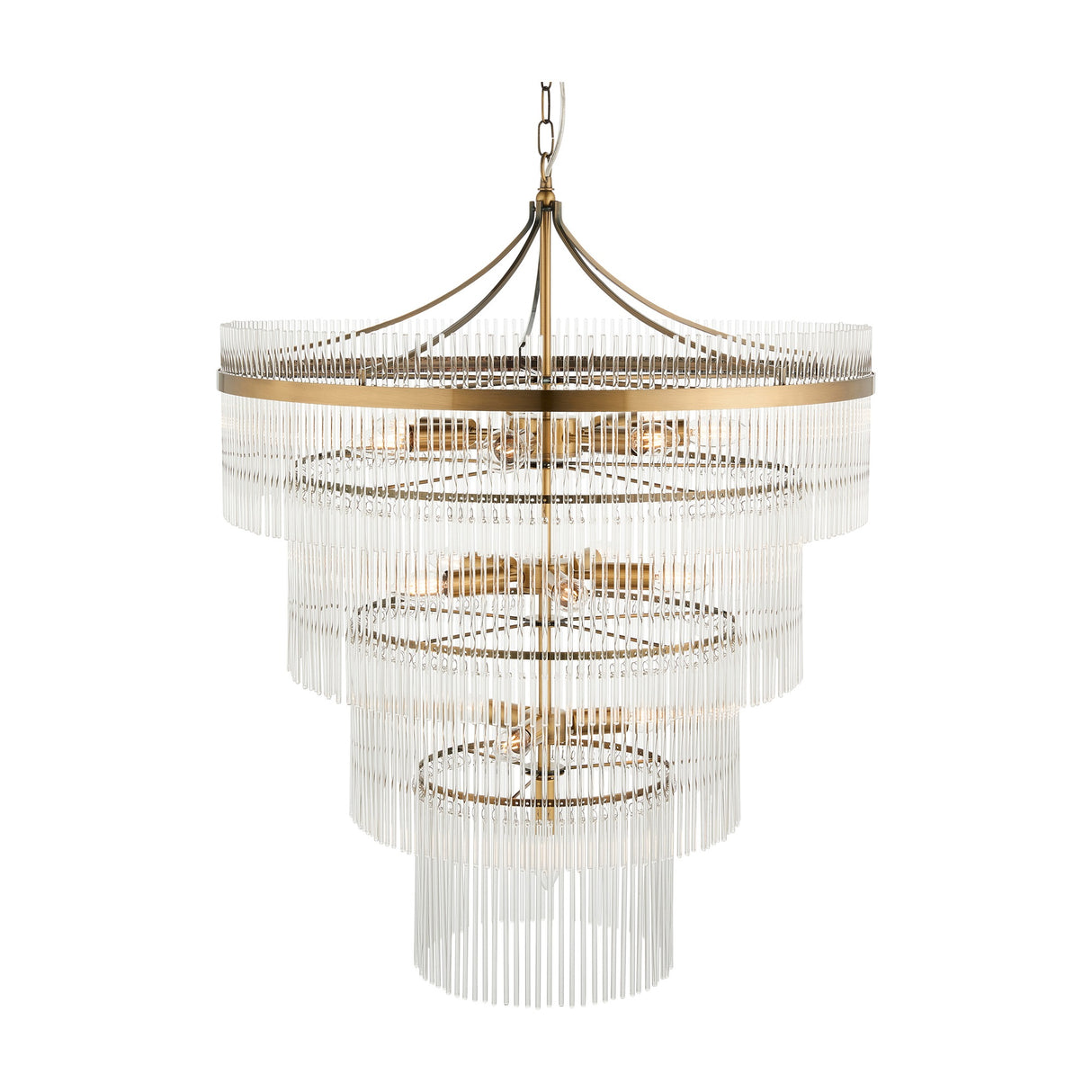 Marietta Tiered Glass Chandelier 16 Light – Antique Brass