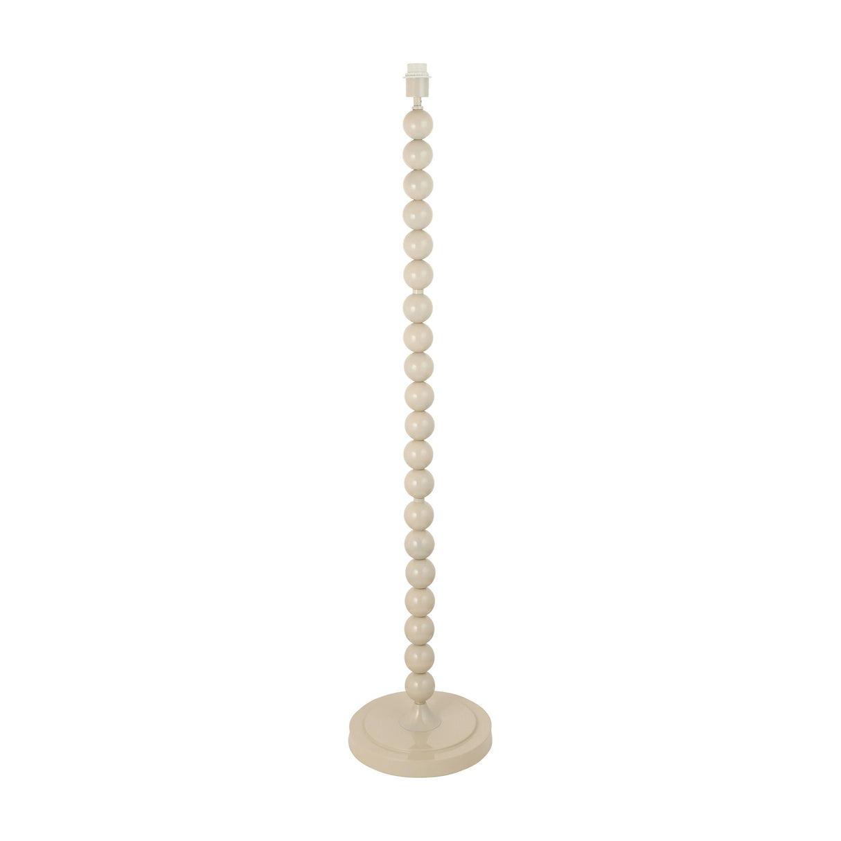 Gallery Direct Higvelle Stacked Ball Floor Lamp Base in Almond White painted steel with round weighted foot, shown on a plain white background.