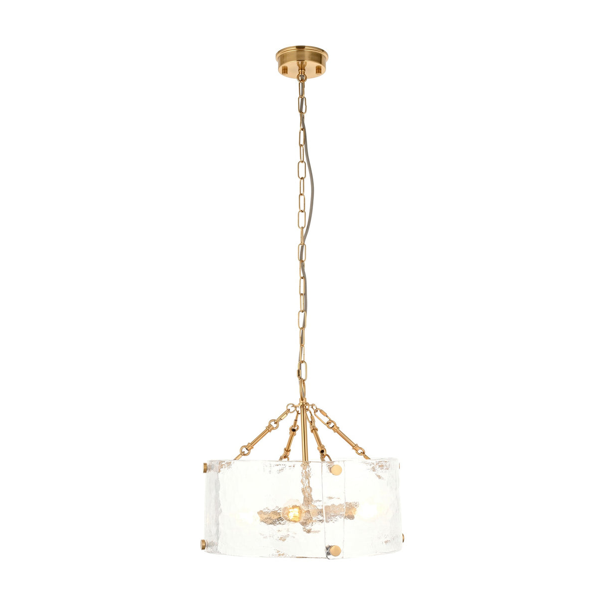 Keller Textured Glass Pendant 4 Light – Brass