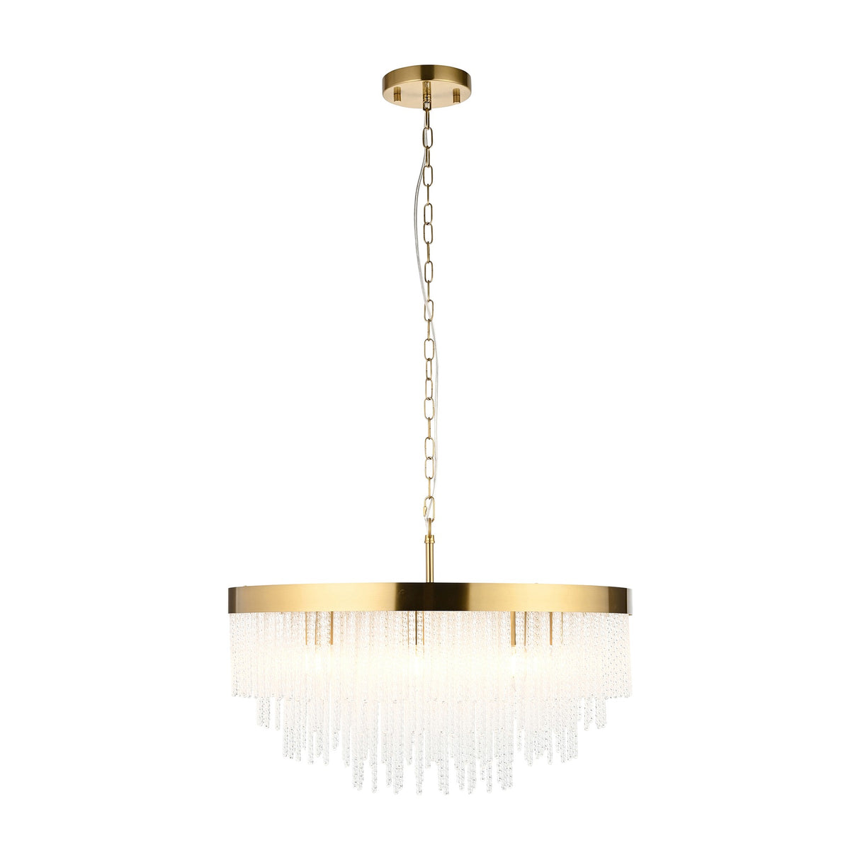 Anistoria Grand Tiered Glass Pendant 9 Light – Brass