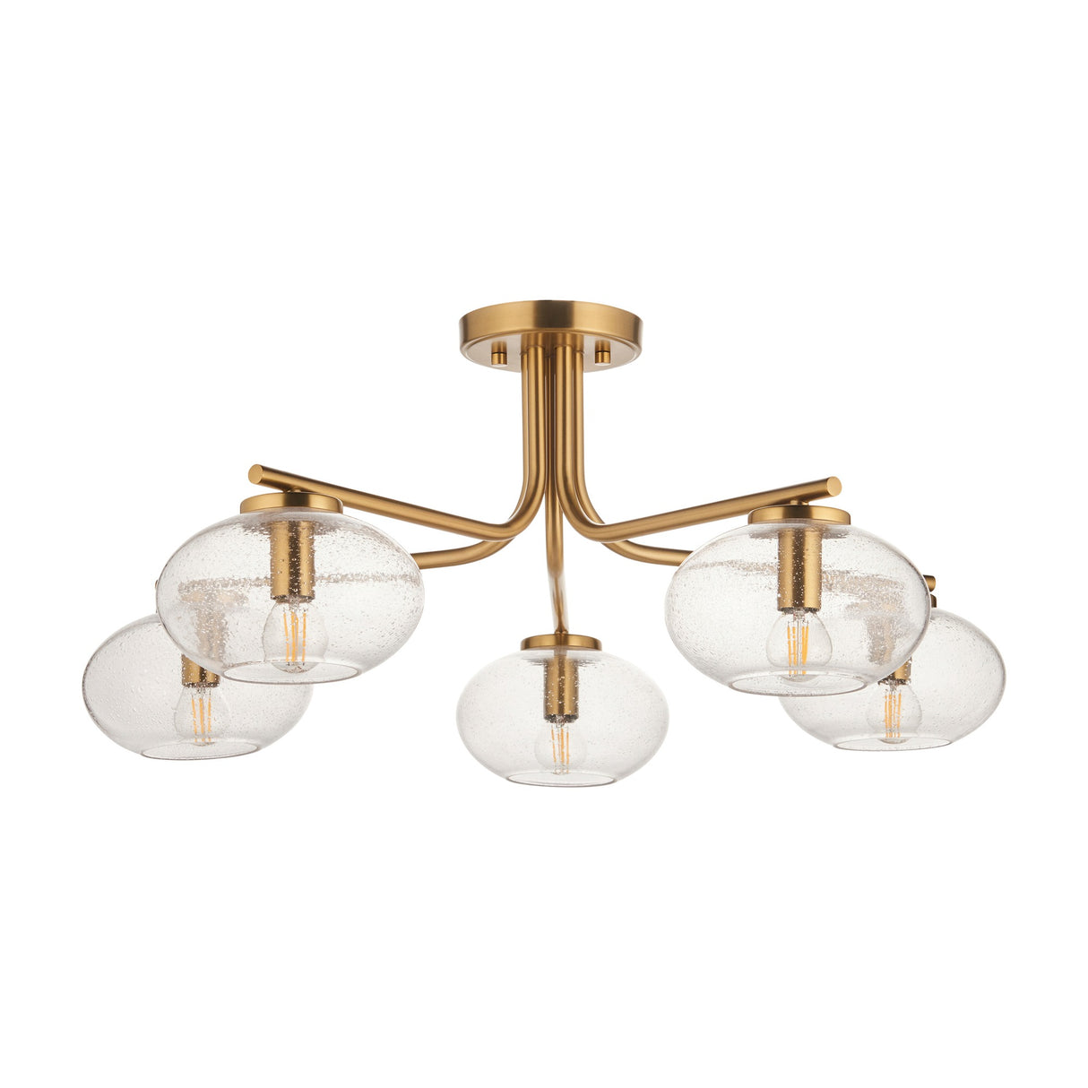 Jacob Semi-Flush Ceiling Light 5 Light – Warm Brass