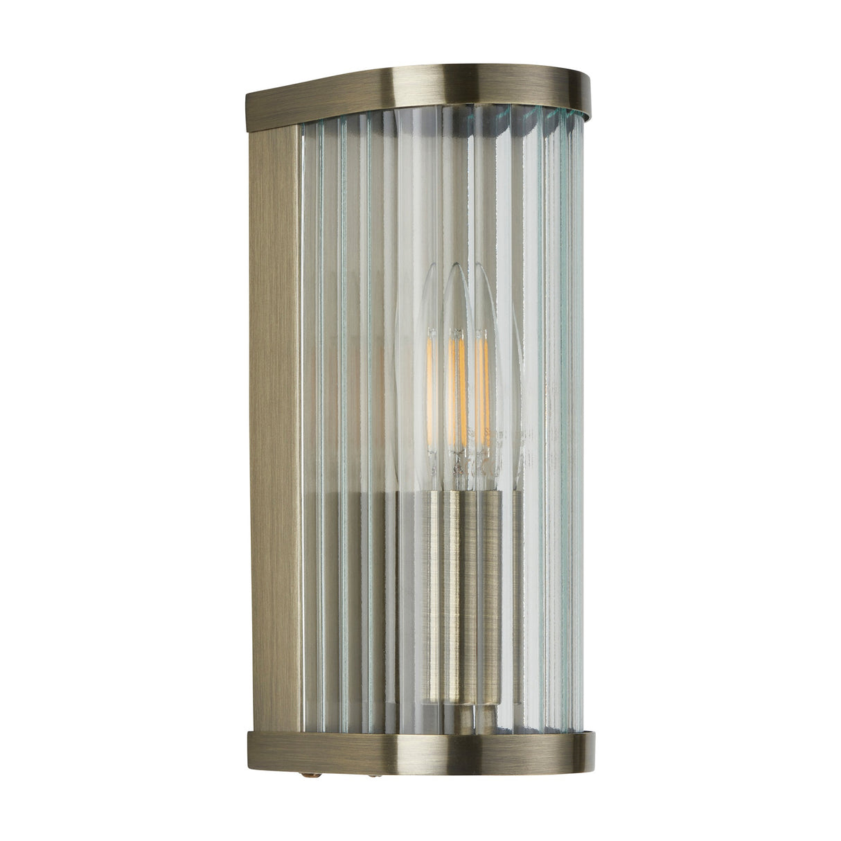 Ridgeton Ribbed Glass Wall Light – Antique Brass