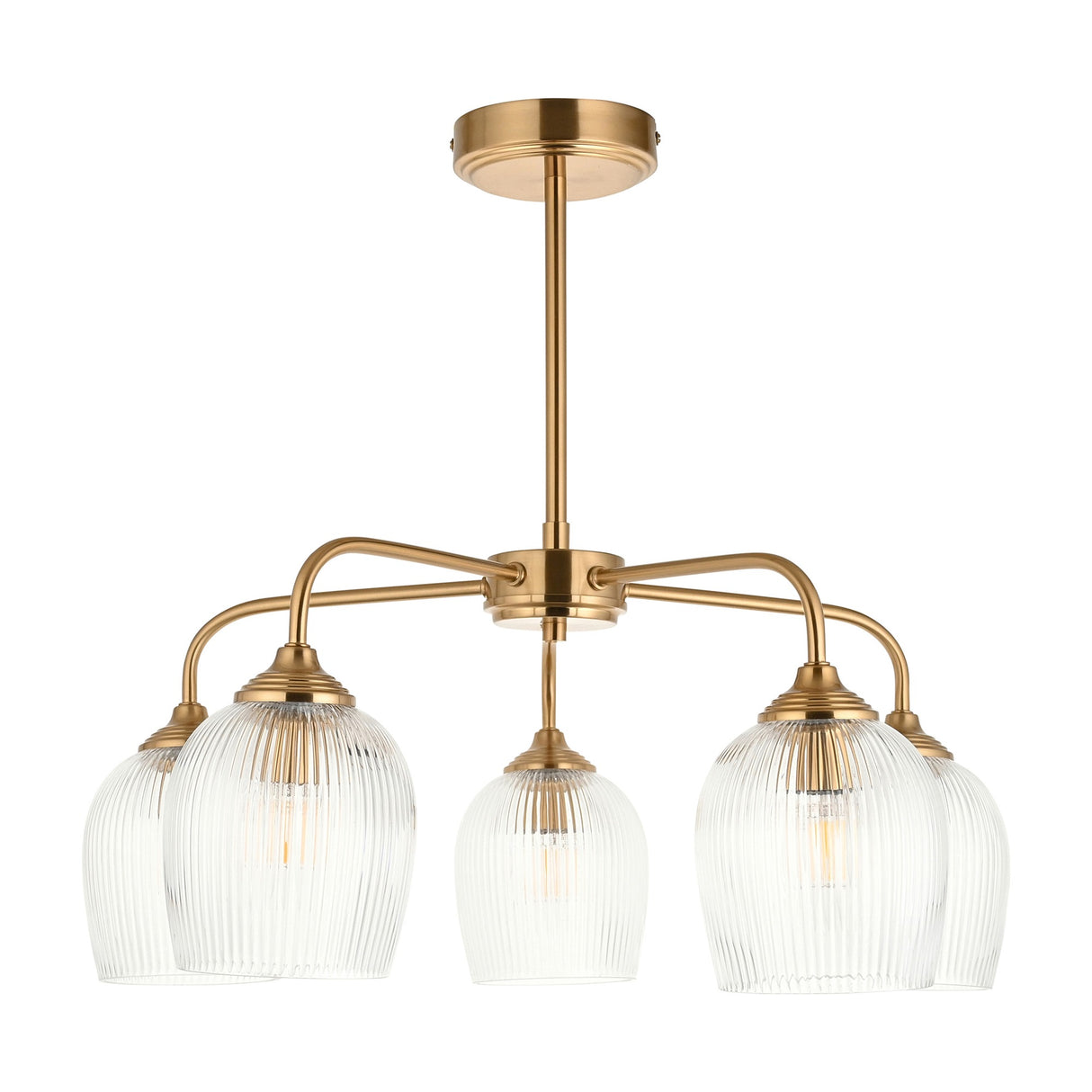 Ashcroft Ribbed 5 Light Pendant – Aged Brass