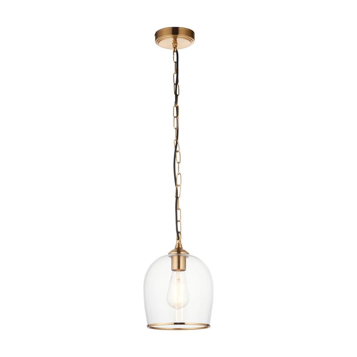 Ashcroft Glass Pendant Light 1 Light – Brass