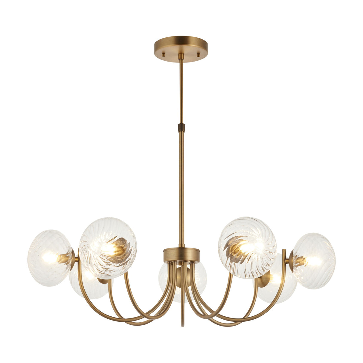 Hague Pendant Light 7 Light with Swirled Glass Globes – Antique Brass