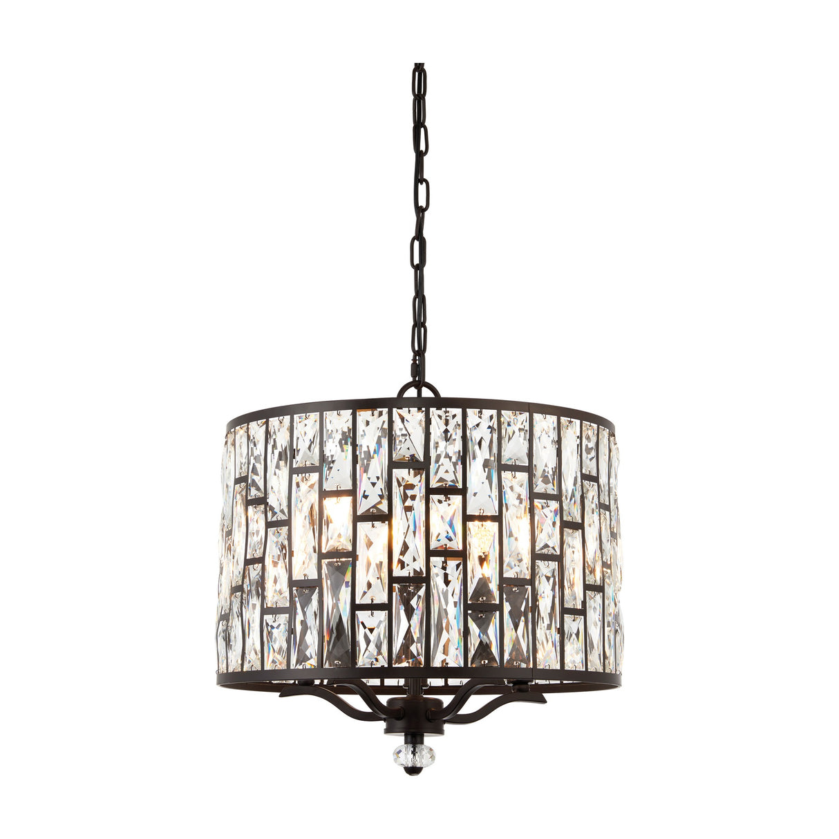 Belle Crystal Drum Pendant 5 Light – Bronze