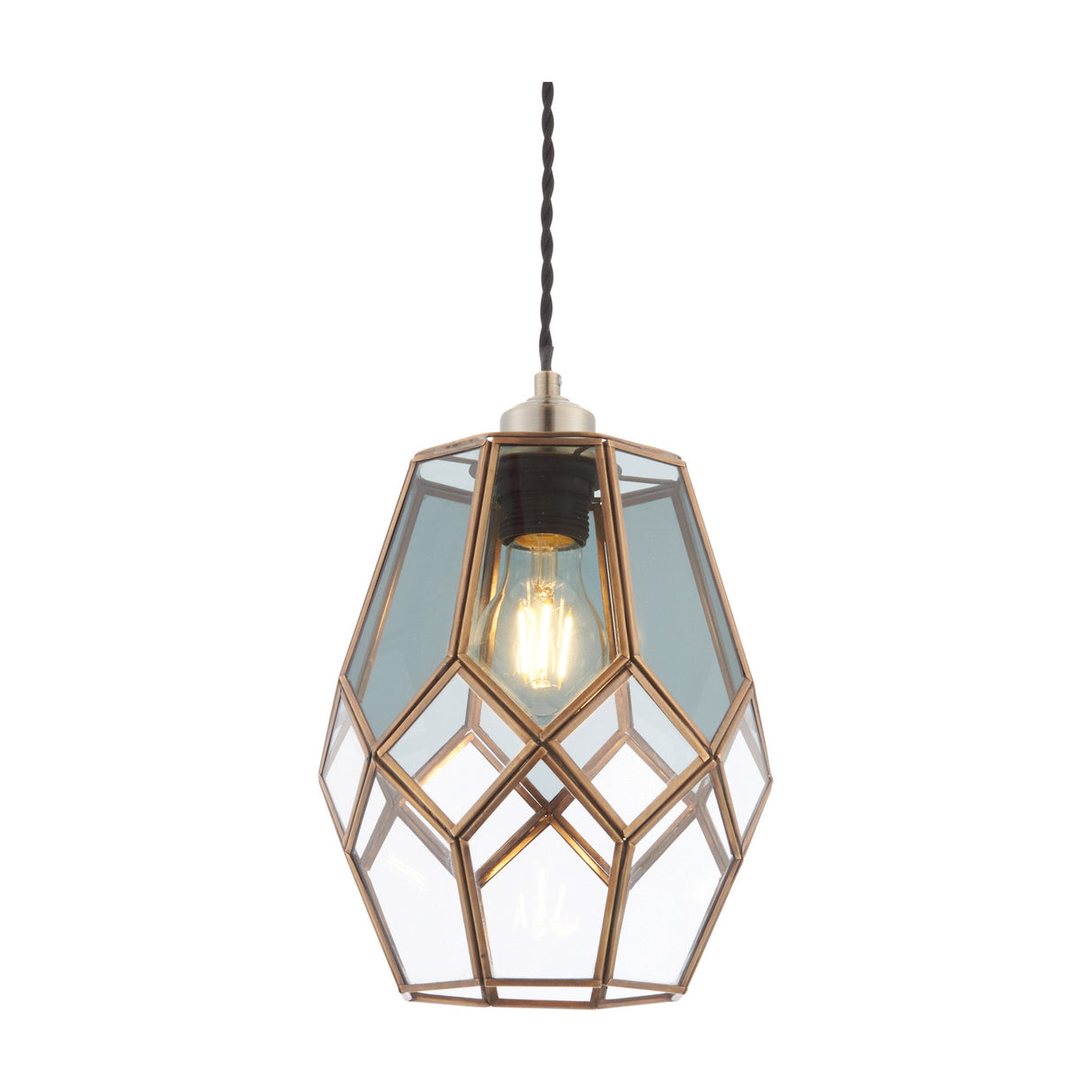 Ripley Geometric Glass Shade – Antique Brass