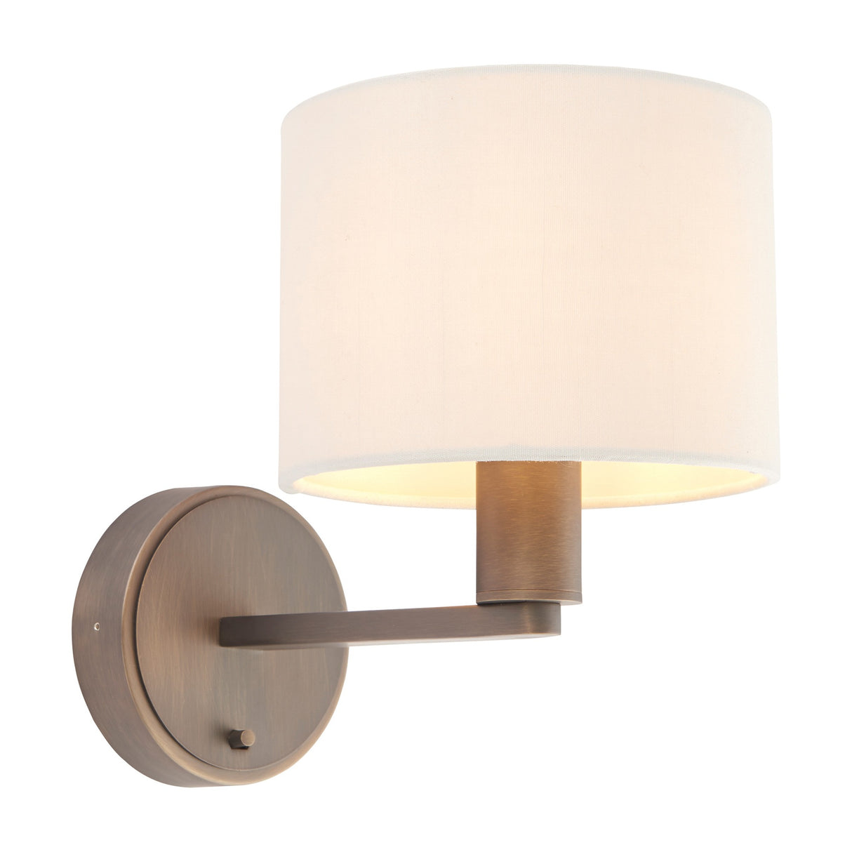 Daley Wall Light with Faux Silk Shade – Antique Bronze