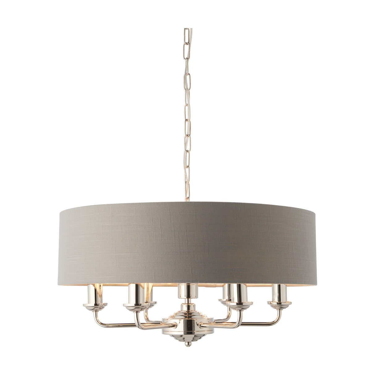 Highclere 6 Light Ceiling Pendant with Fabric Shade – Charcoal