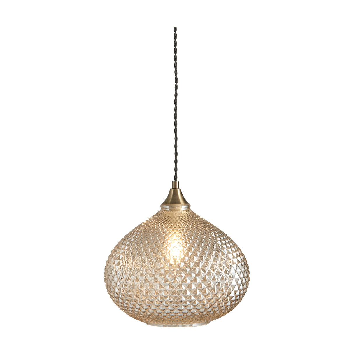 Livia Textured Glass Pendant Light – Champagne