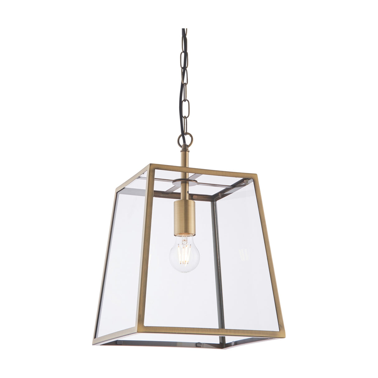 Hurst Glass Lantern Pendant Light 1 Light – Antique Brass