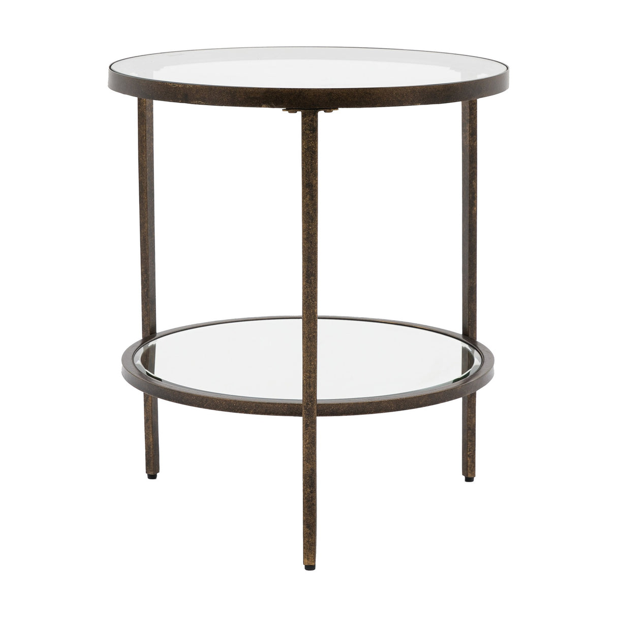 Hudson Round Side Table with Glass Shelf