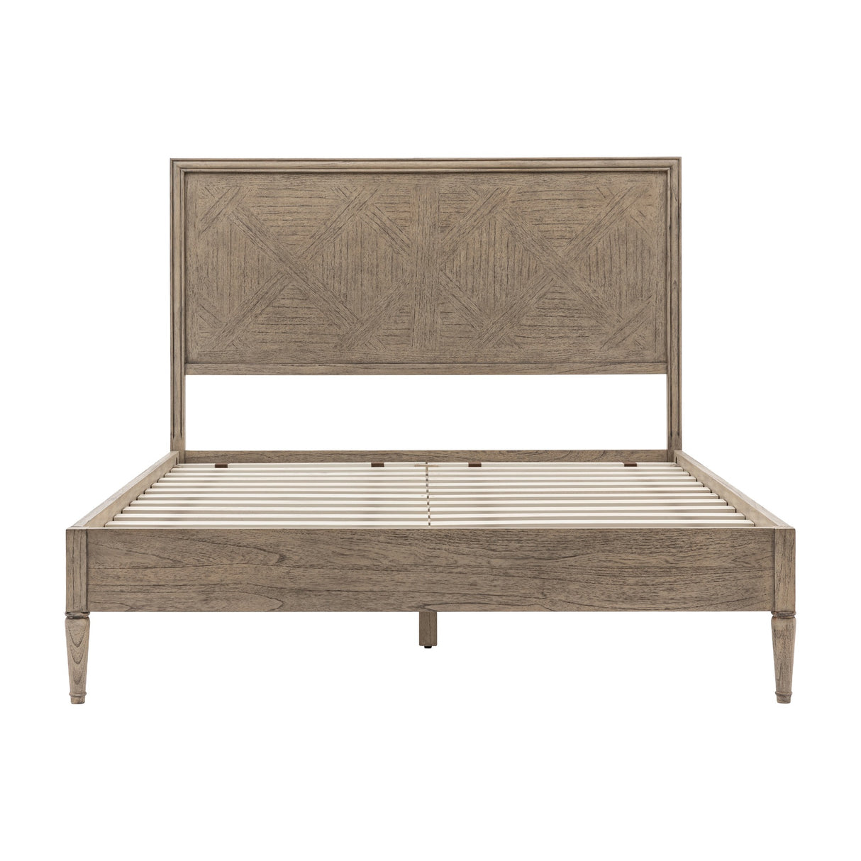 Rustique Wooden Bed Frame with Parquet Headboard – Natural