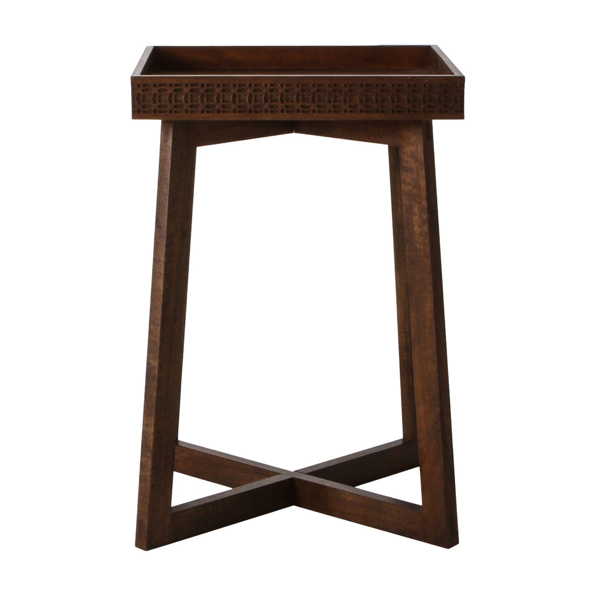 Boho Retreat Tray-Top Side Table – Walnut Brown