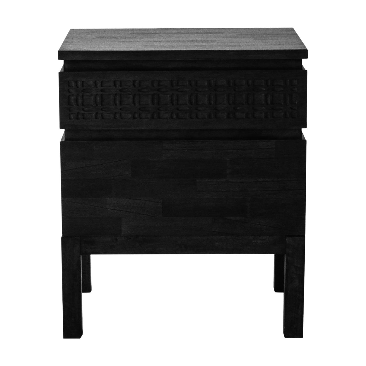 Boho Boutique 2 Drawer Bedside Chest – Black