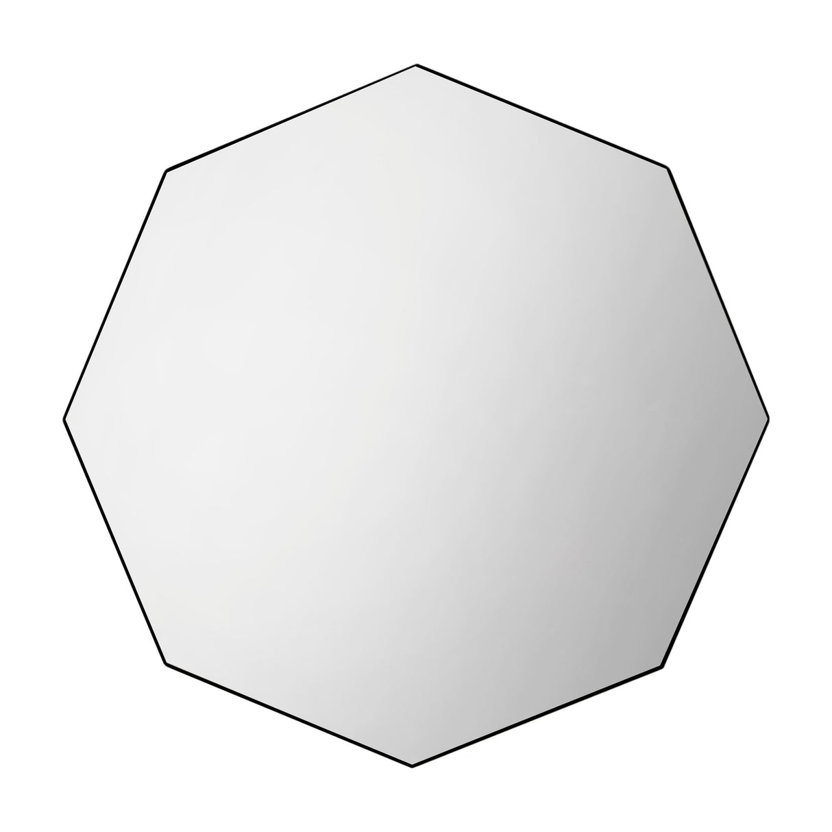 Gallery Direct Avinel Octagon Frameless Mirror with eight sides and a slim black metal edge tracing the outline, shown on a plain white background.