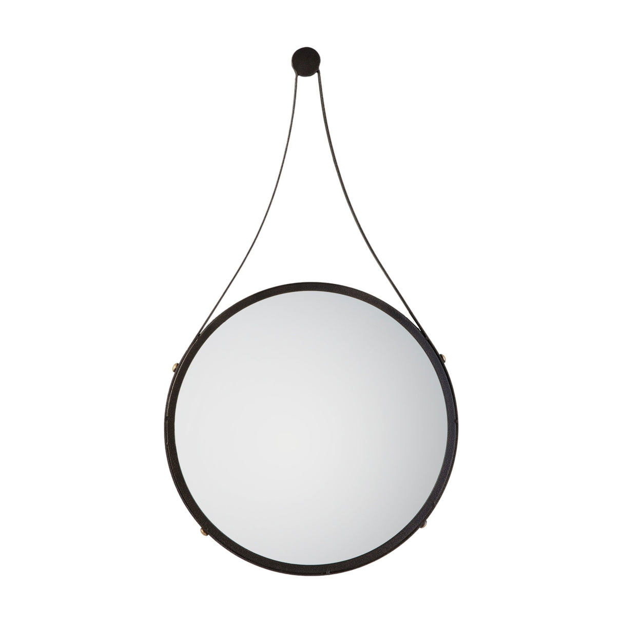 Broadway Round Hanging Mirror with Strap – Aged Bronze