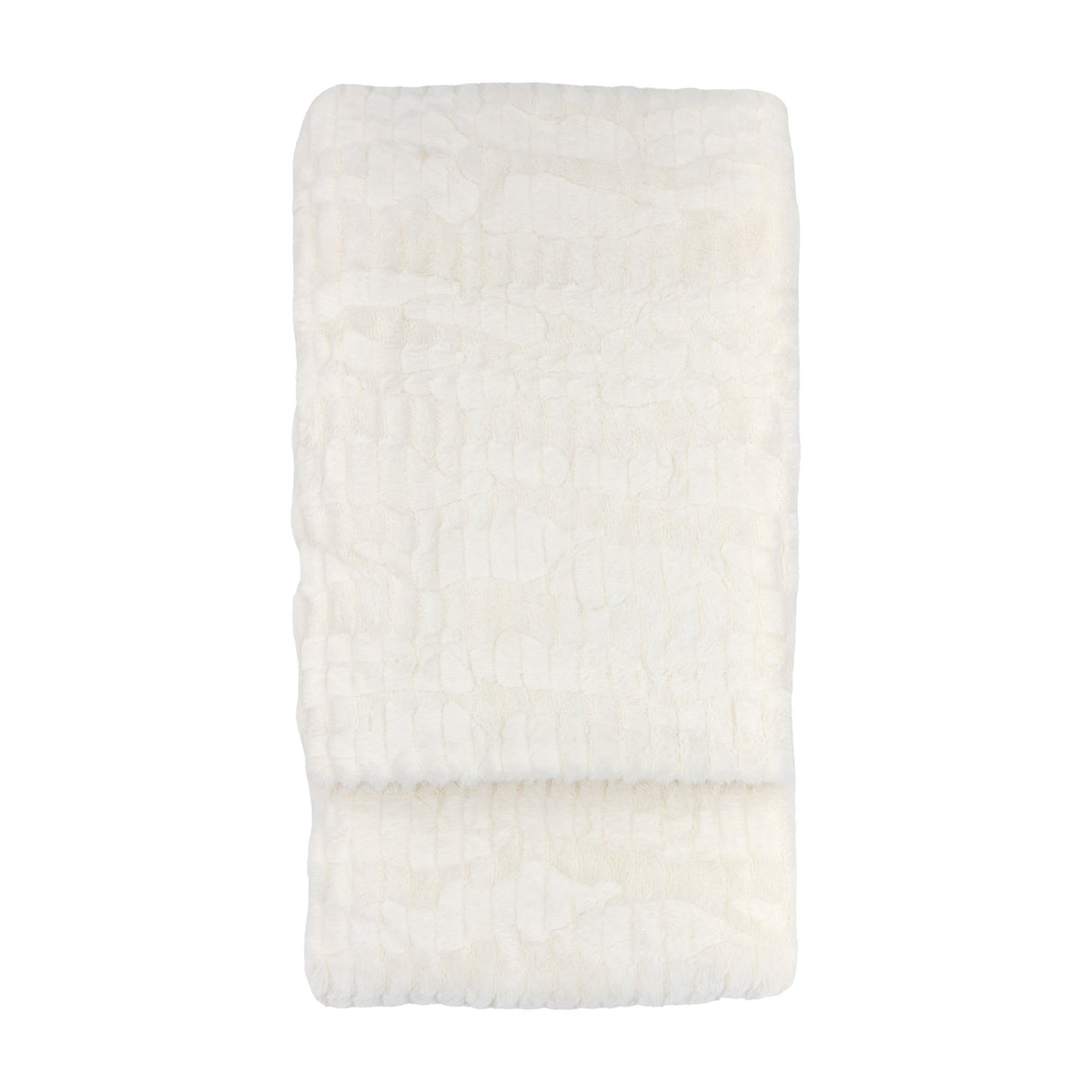 Gallery Direct Textured Rabbit Faux Fur Throw in cream, folded to show the raised brick-like pile, on a plain white background.