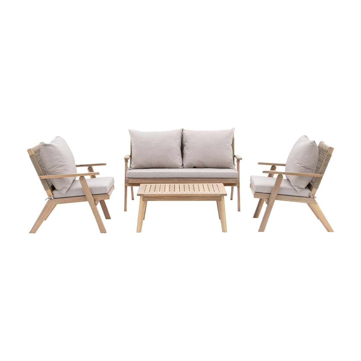 Marina Rope and Acacia 4 Piece Garden Lounge Set – Natural