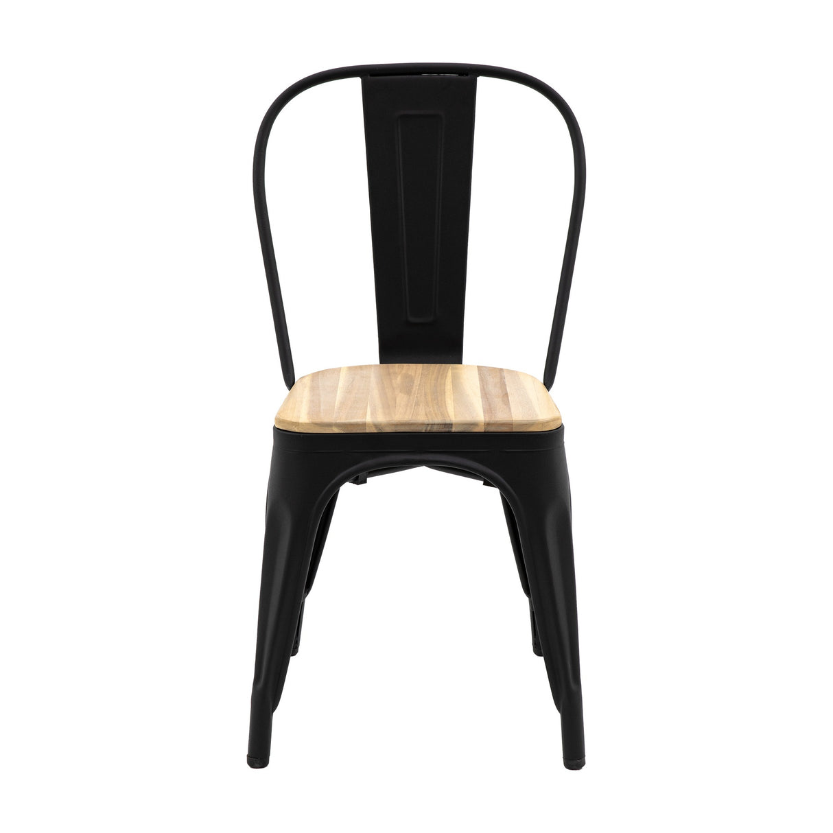 Ponza Dining Chair with Wooden Seat, Set of 2 – Black