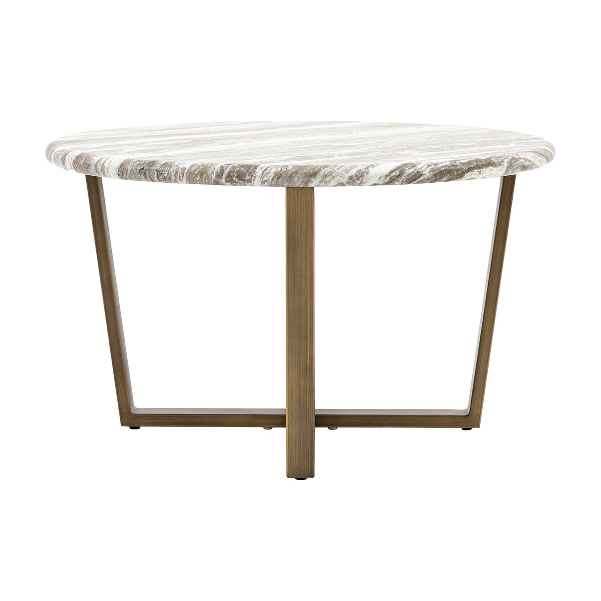 Lusso Round Coffee Table with Marble-Effect Top – Cream