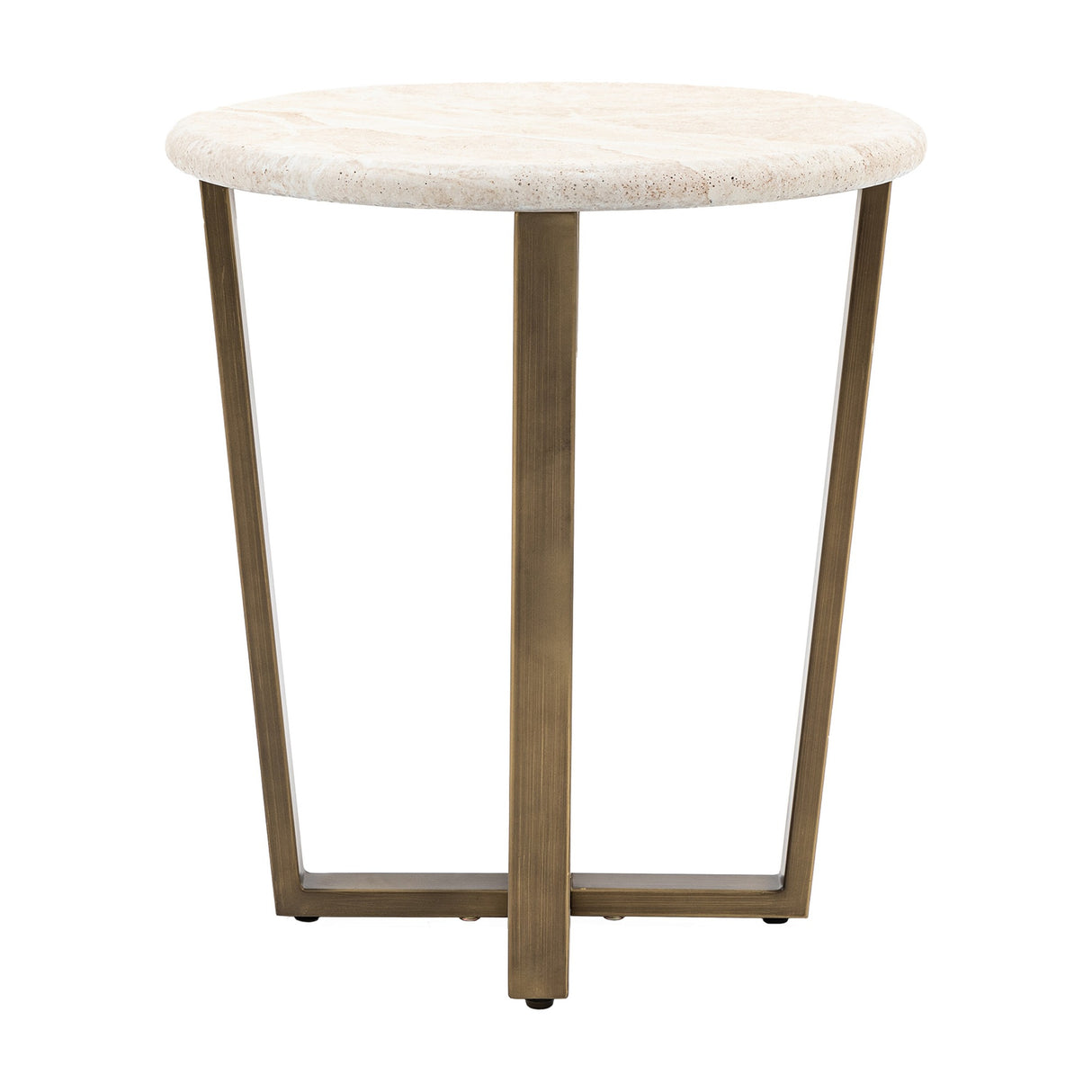 Moderna Round Side Table with Travertine Top – Cream