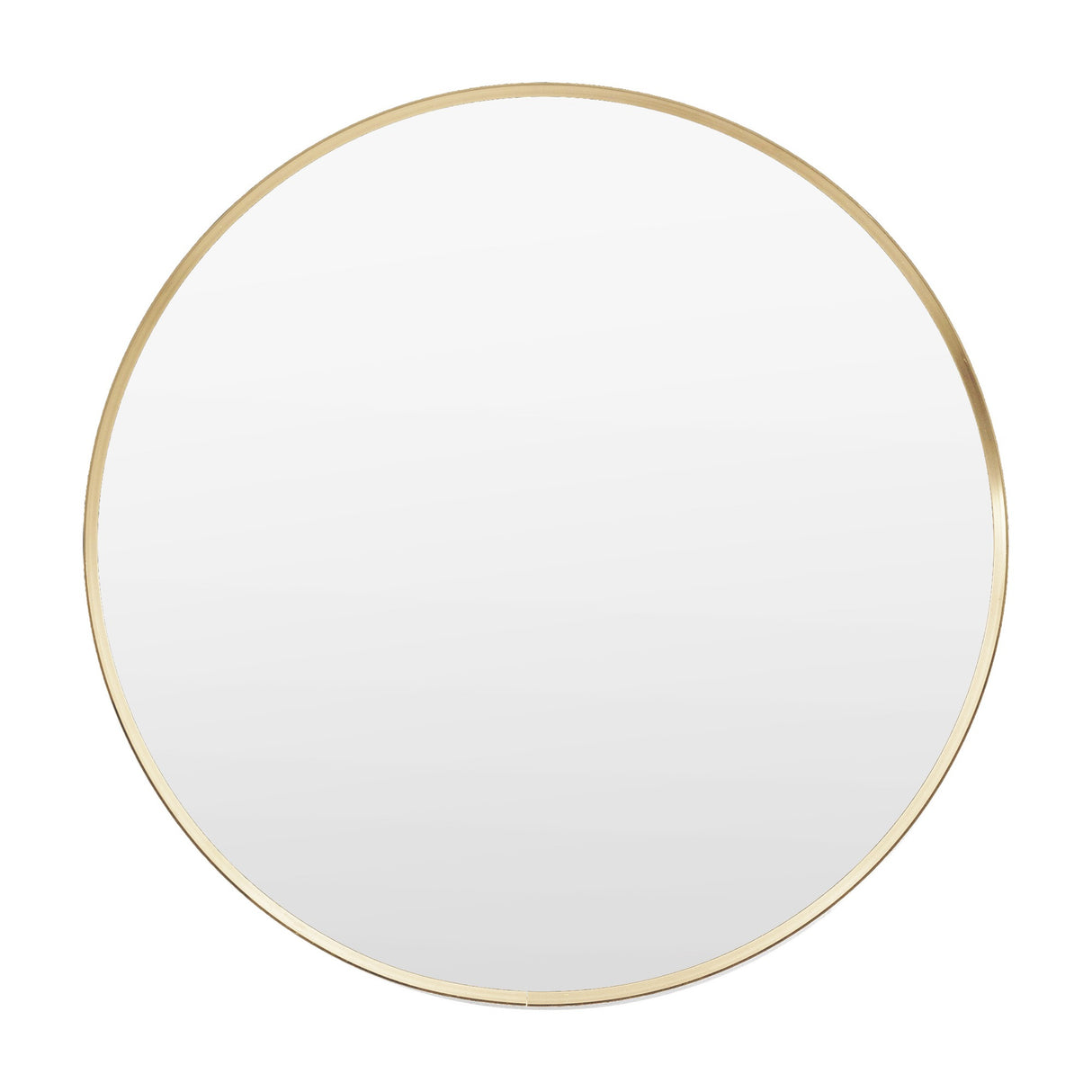 Gallery Direct Sorvane Round Mirror in gold, a 60cm circular wall mirror with a slim aluminium frame and flush glass, shown on a plain white background.