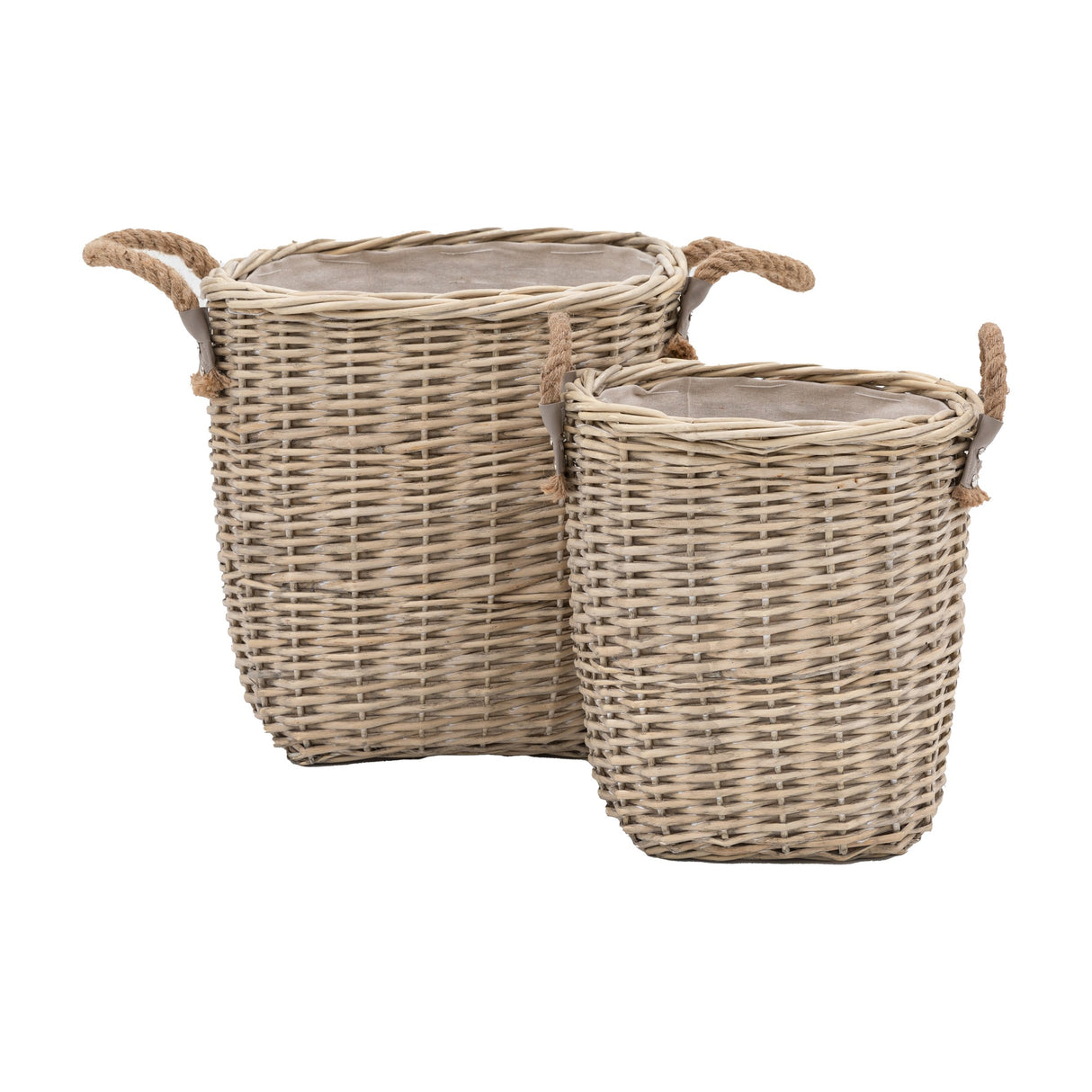Paraiso Lined Wicker Baskets Set of 2 – Grey