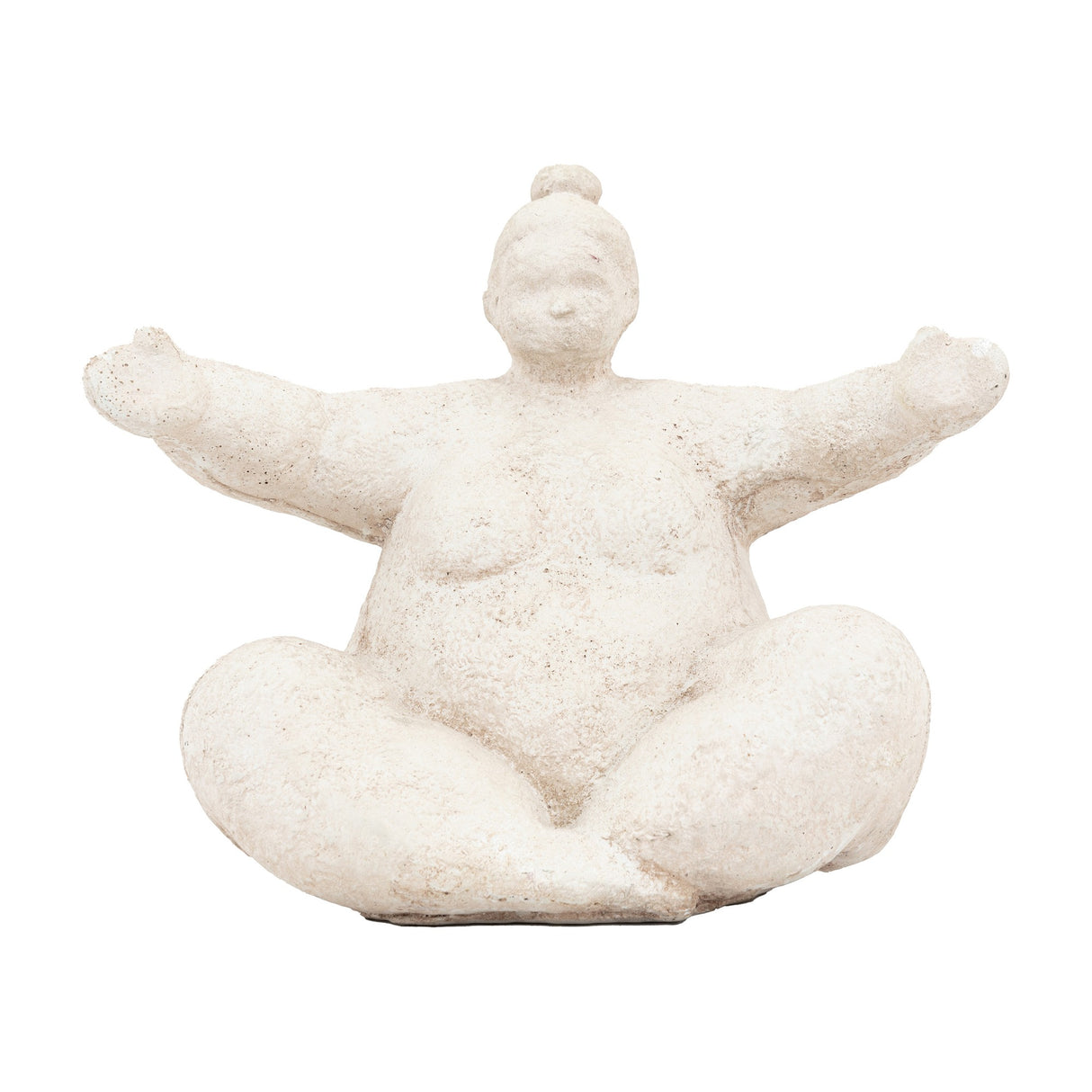 Lady Seated Figure Cement Sculpture – Cream