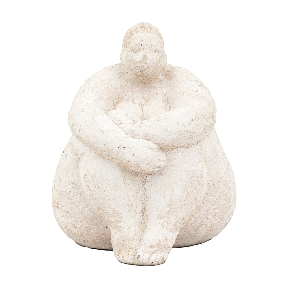 Lady Seated Figure Cement Sculpture – Cream