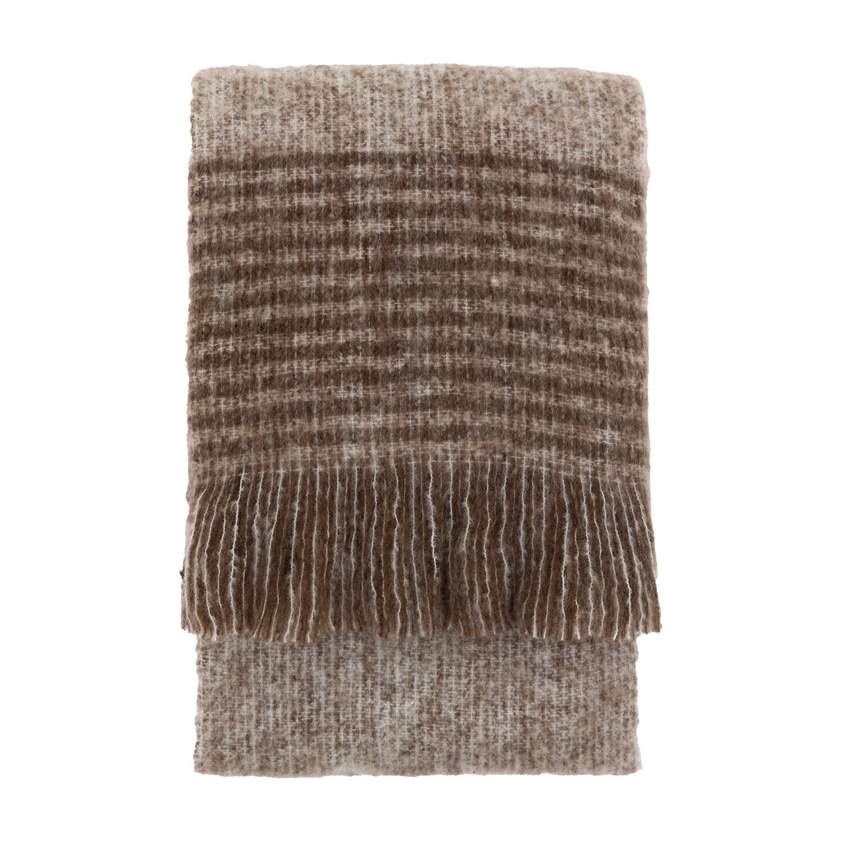 Faux Mohair Throw with Fringe – Brown