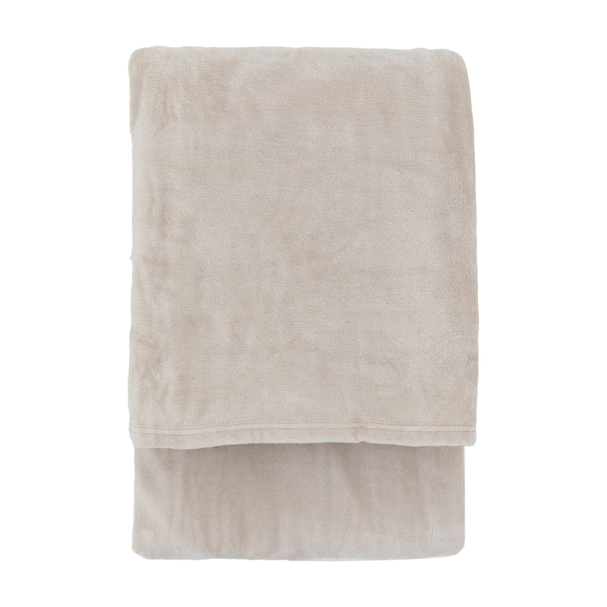 Gallery Direct Simply Green Recycled Fleece Throw in oatmeal, folded to show its soft plush pile, shown on a plain white background.