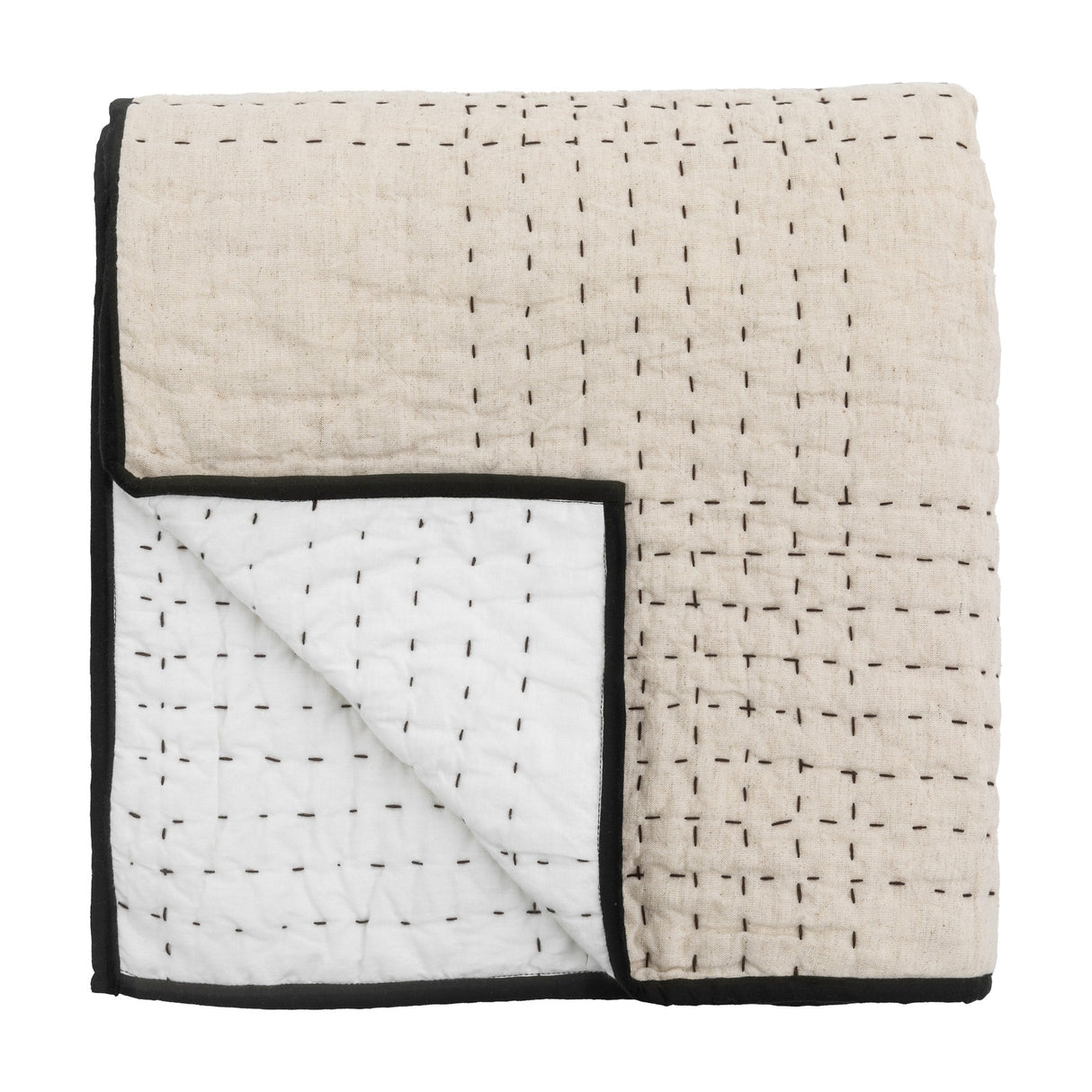 Matrix Kantha-Stitch Bedspread – Beige