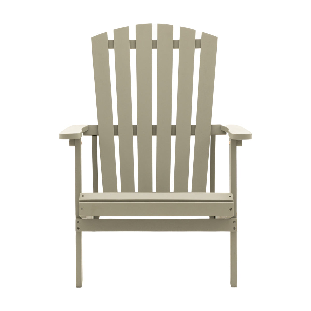 Gallery Direct Sienvane Adirondack lounge chair in grey acacia with fan-shaped slatted back and wide flat armrests, on a plain white background.