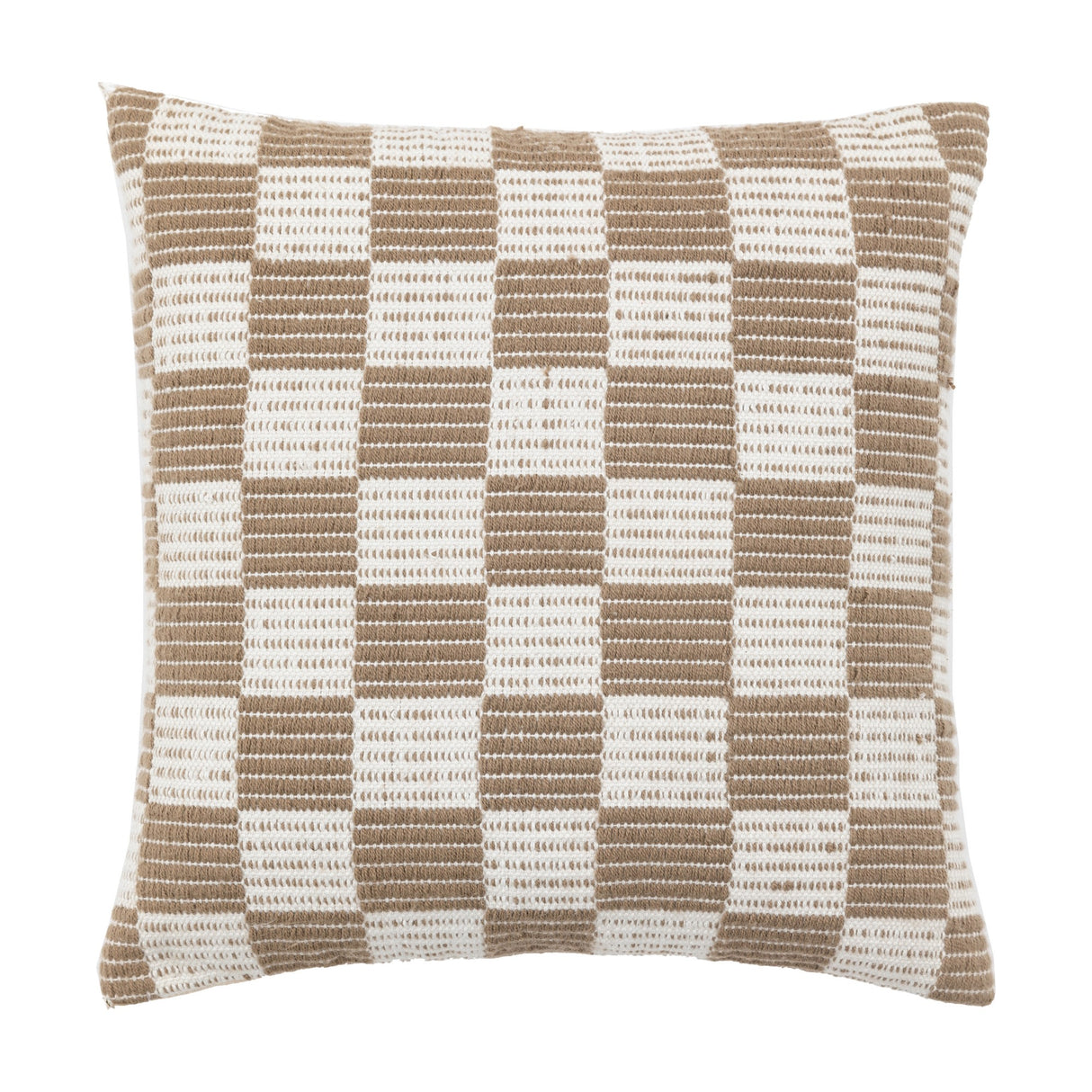 Winster Woven Check Cushion – Taupe
